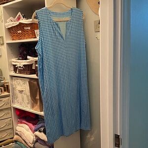 Lands' End Blue Gingham Midi Dress